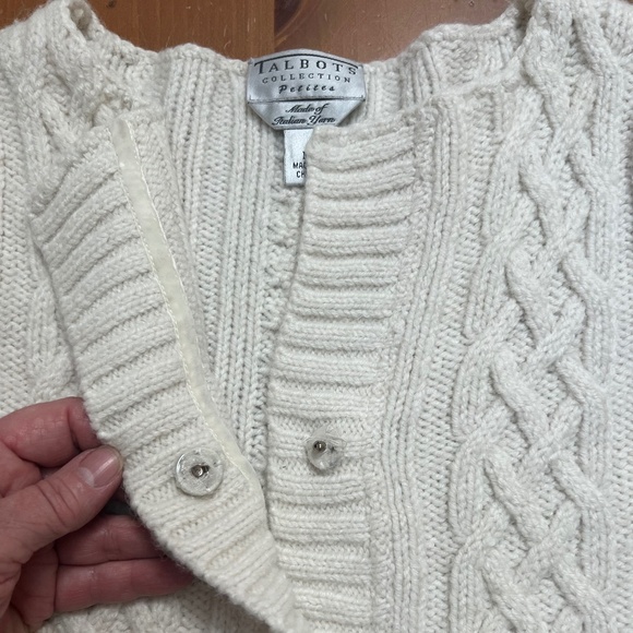 Crop Cardigan, Fisherman’s Knit Alpaca/Merino/Acrylic Talbot’s Collection, M - Picture 4 of 10